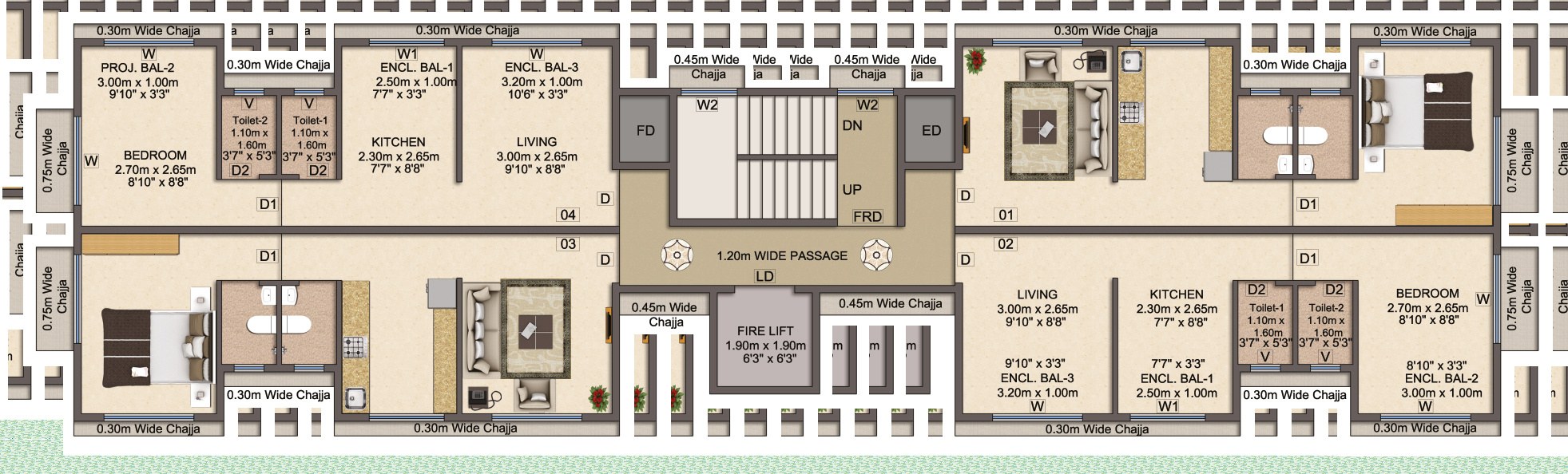 Triratna Complex — typical 1st to 5th floor plan